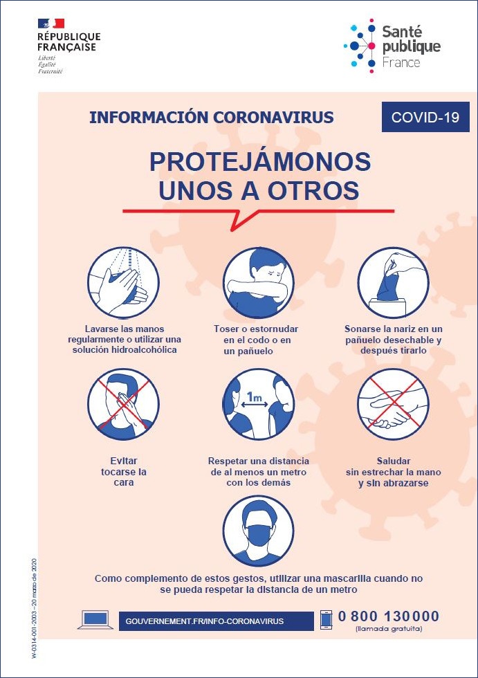 Information Coronavirus Protegeons Nous Les Uns Les Autres Affiche Espagnol